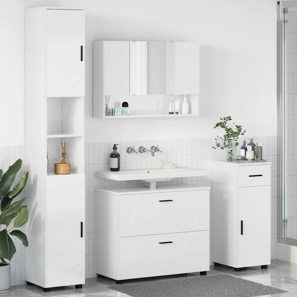 Bathroom Furniture Set 4 pcs High gloss white 30 x 35 x 192 cm